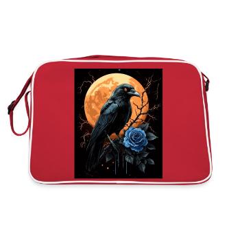 Raven Rose Moon Gloomy Gothic Black Crow - Retro Bag - red/white - Back