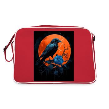 Raven Rose Moon Gloomy Gothic Black Crow - Retro Bag - red/white - Back