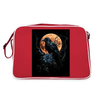 Raven Rose Moon Gloomy Gothic Black Crow - Retro Bag - red/white - Back