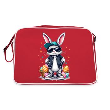 Lapin élégant avec panier de Pâques - Sac Retro - rouge/blanc - Dos