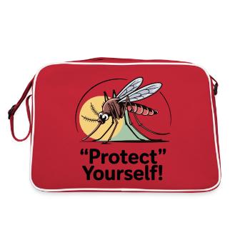 MÜCKEN, SCHÜTZEN SIE SICH - Retro Tasche - Rot/Weiß - Hinten