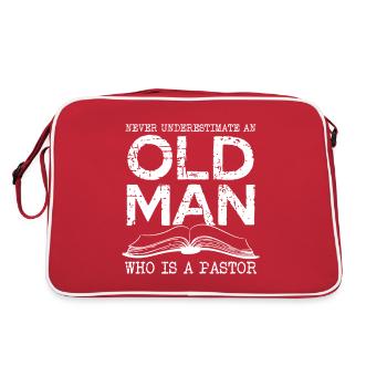 Never underestimate an old man the pastor - Retro Bag - red/white - Back