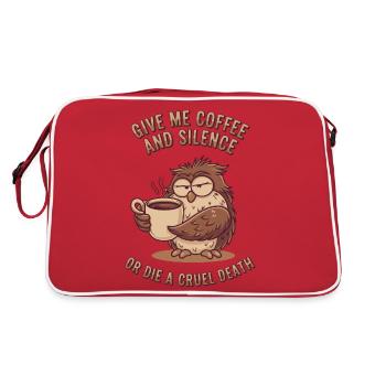 Coffee Owl - give me coffee and silence or die - Retro Bag - red/white - Back