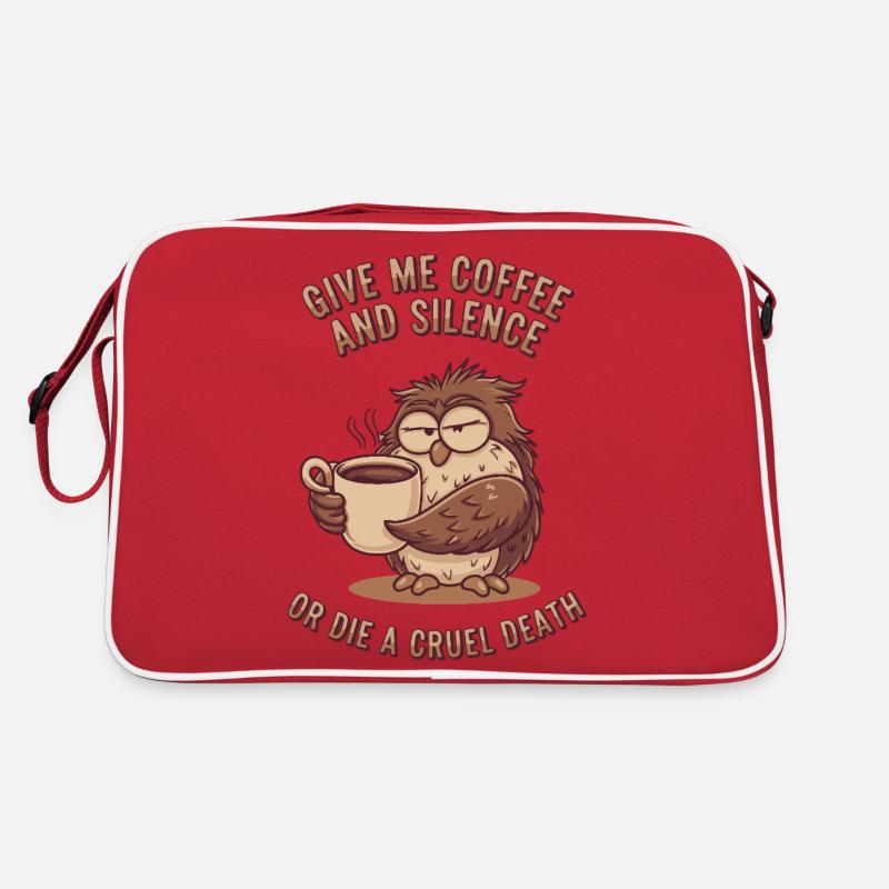 Kaffee Eule - geb mir Kaffee und Stille oder stirb Retro Tasche