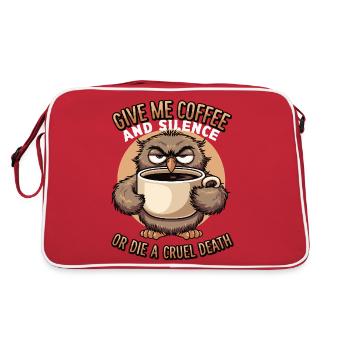 Coffee Owl - give me coffee and silence or die - Retro Bag - red/white - Back