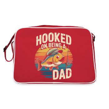 Angler Vater Vatertag Design - Retro Tasche - Rot/Weiß - Hinten