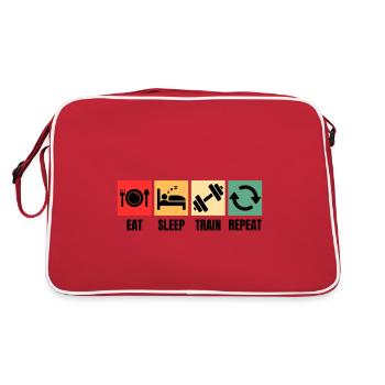 Musculation, Dicton, Sports, Fitness Motif - Sac Retro - rouge/blanc - Dos