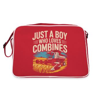 Juste un garçon qui aime les moissonneuses-batteuses - Sac Retro - rouge/blanc - Dos
