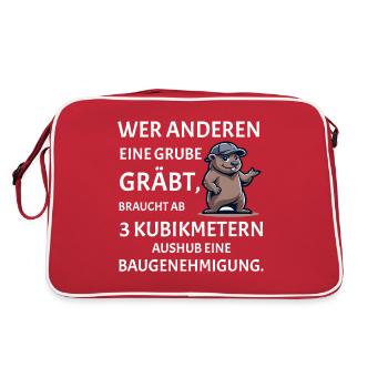 Qui creuse une fosse pour les autres - Drôle de dicton de bâtiment - Sac Retro - rouge/blanc - Dos