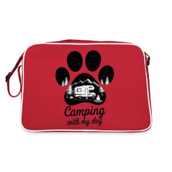 Camping mit Hund Liebe Wohnwagen Hunde - Retro Tasche - Rot/Weiß - Hinten