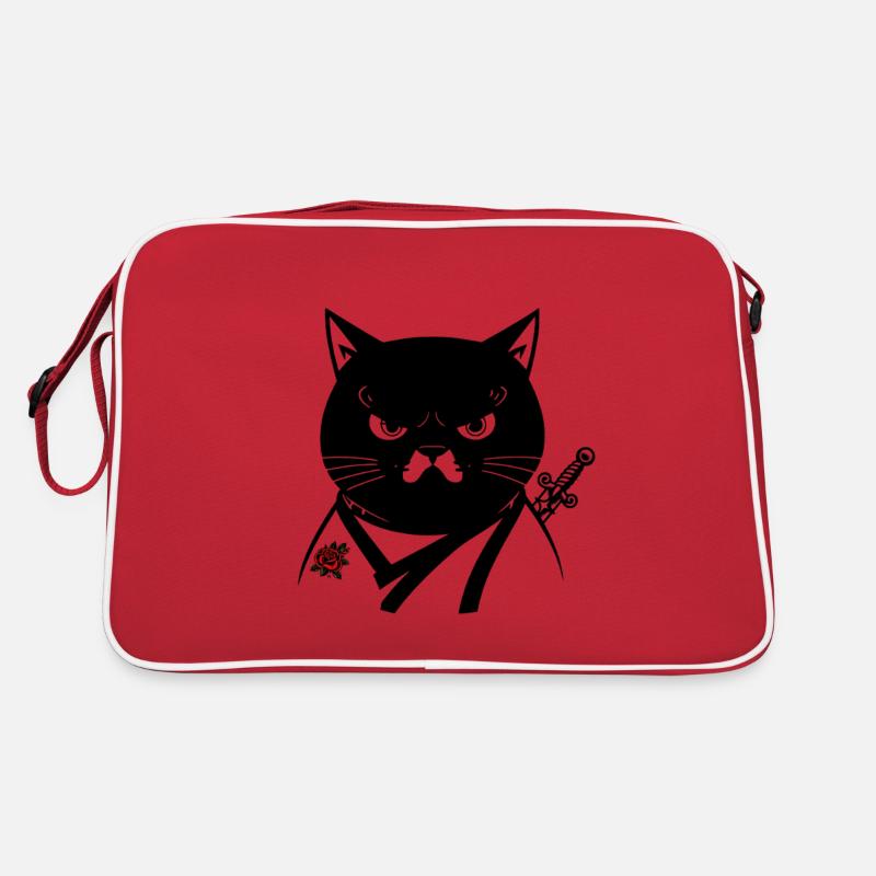 Die Samurai-Katze, die Bushido-Katze Retro Tasche
