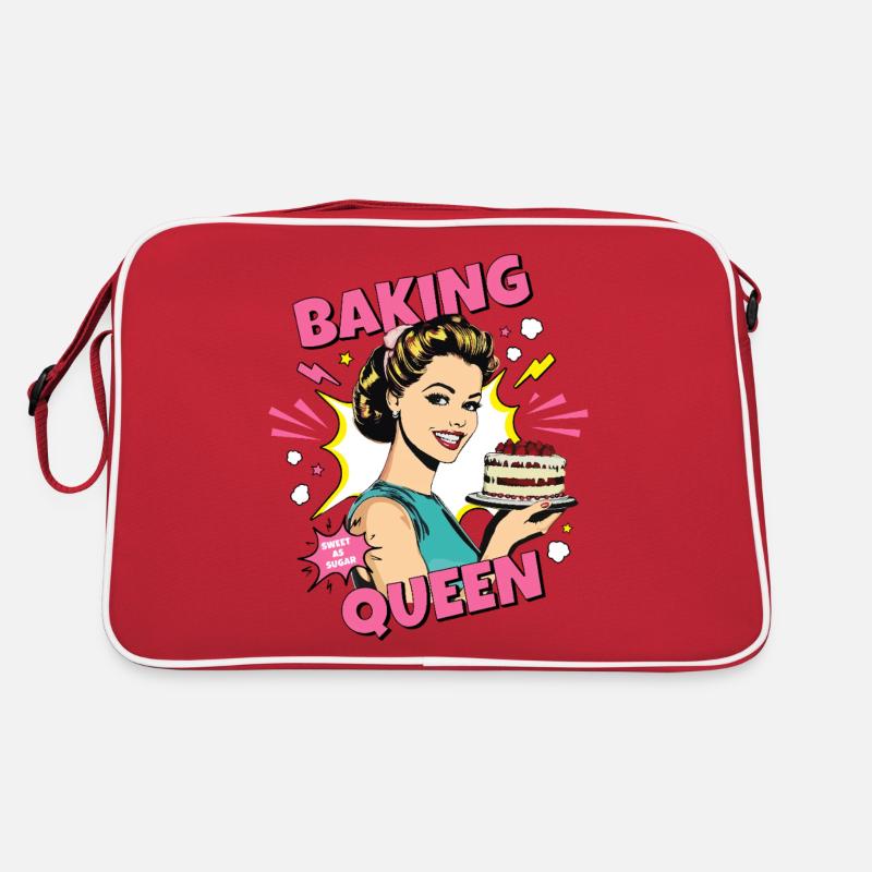 Cuisson Gâteau Cuisson Reine Cuisson Fée Boulanger Pop Art - Sac Retro - rouge/blanc