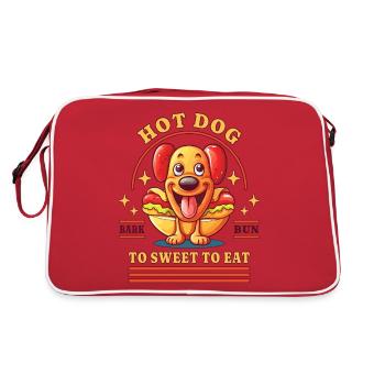 hot-dog, chien, saucisse, fast-food, jeux de mots, drôle, humour - Sac Retro - rouge/blanc - Dos