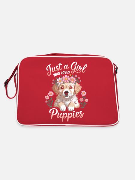 Just a Girl who loves puppies - Retro Tasche - Rot/Weiß - Hinten