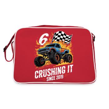 6. Geburtstag Monstertruck – Crushing It 2019 - Retro Tasche - Rot/Weiß - Hinten