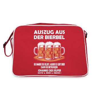 Lustiges Bier Design - Retro Tasche - Rot/Weiß - Hinten