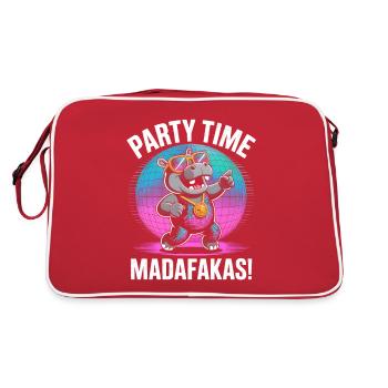 Hippo party Time Madafakas - Retro Tasche - Rot/Weiß - Hinten