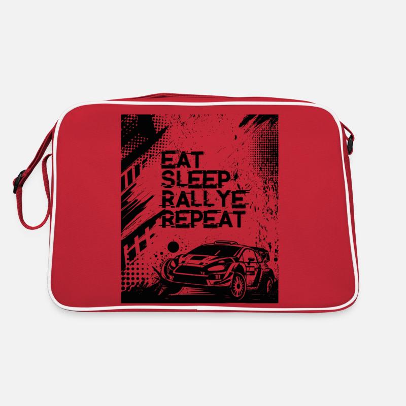EAT SLEEP RALLYE REPEAT - Retro Tasche - Rot/Weiß