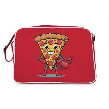 Funny Pizza Cartoon Pizza Slice Design - Sac Retro - rouge/blanc - Dos