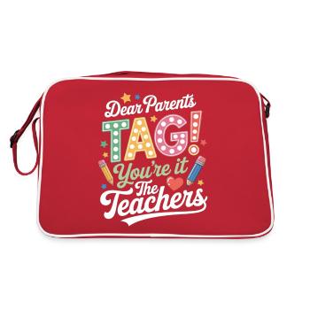 Teachers Parents School Graduation - Retro Bag - red/white - Back