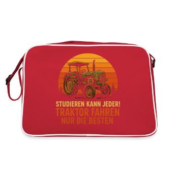 Only the best can study tractor driving - Retro Bag - red/white - Back