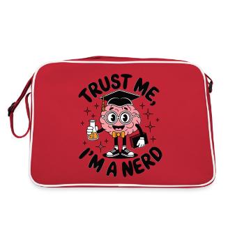 Trust me im a nerd Nerdiger Spruch für echte Geeks - Retro Tasche - Rot/Weiß - Hinten