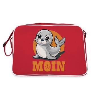 Jeune phoque avec « Moin » - Sac Retro - rouge/blanc - Dos