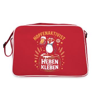 Heben Statt Kleben Lustiges Bierdesign - Retro Tasche - Rot/Weiß - Hinten