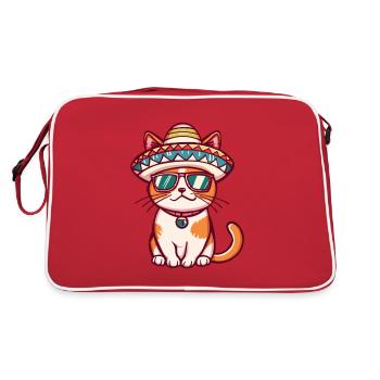 Cat Comic Funny Sombrero - Retro Bag - red/white - Back