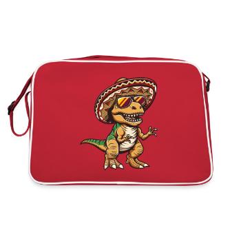 Dinosaur T-Rex Funny Sombrero - Retro Bag - red/white - Back