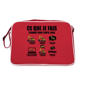 Ce que je fais pendant mon temps libre Pelleteuse - Sac Retro - rouge/blanc - Dos