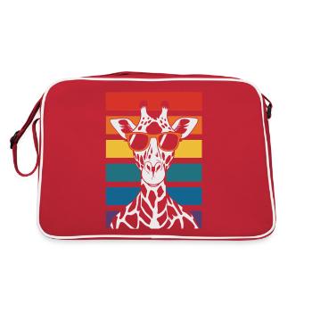 Girafe avec lunettes de soleil coucher de soleil - Sac Retro - rouge/blanc - Dos
