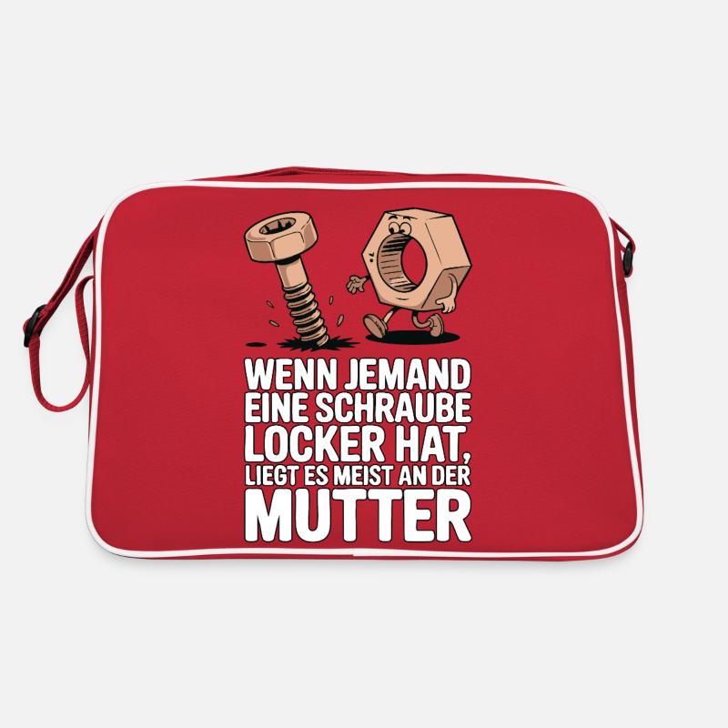 Wenn jemand eine Schraube locker hat Mutter Spruch Retro Tasche