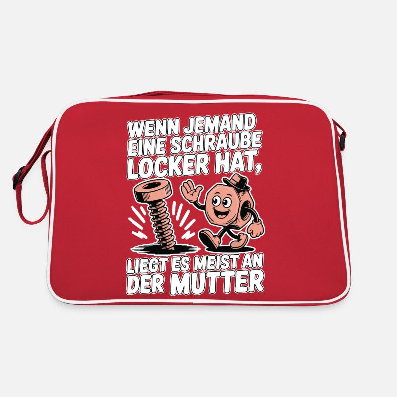 Wenn jemand eine Schraube locker hat Mutter Spruch Retro Tasche
