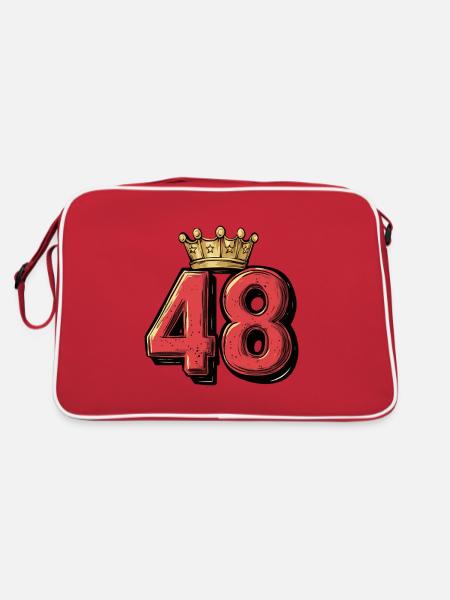 48 Zahl Krone - Retro Tasche - Rot/Weiß - Hinten