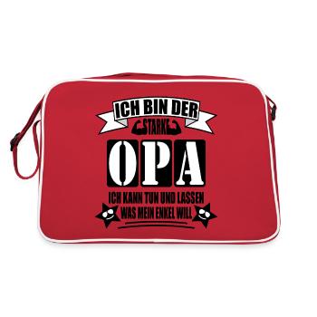 Ich bin der Starke Opa - Retro Tasche - Rot/Weiß - Hinten