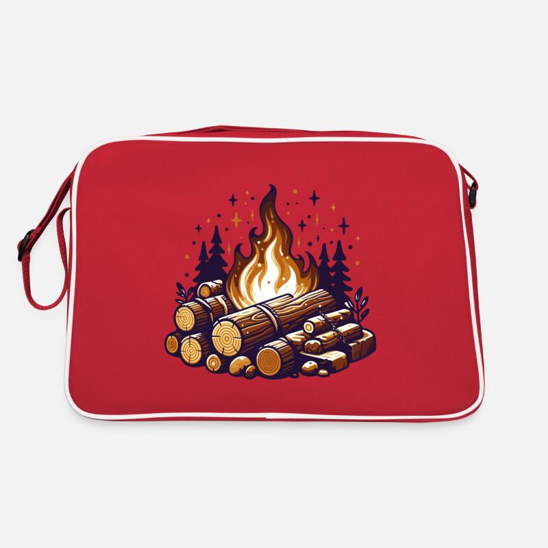 BÛCHE DE FEU DE CAMP FORÊT CHALEUR HIVERNALE BÛCHE DE FEU DE CAMP - Sac Retro - rouge/blanc