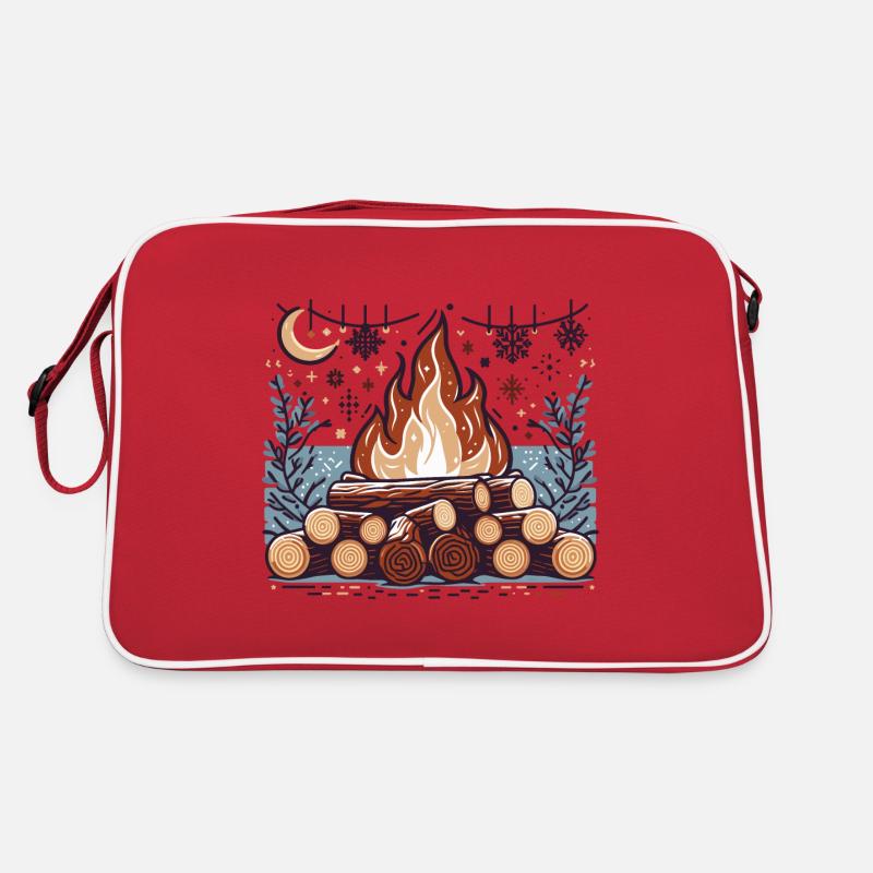 CAMPFIRE FOREST WINTER FIRE PIT CAMPING NIGHT Retro Bag