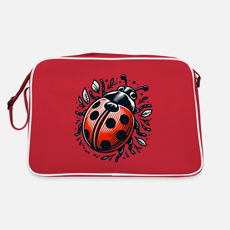 MARIENKÄFER LADYBUG FLUGKÄFER PUNKTE INSEKT GLÜCK - Retro Tasche - Rot/Weiß