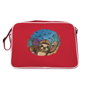 Scuba Diving Sloth Lazy Animal Diving I Gift - Retro Bag - red/white - Back