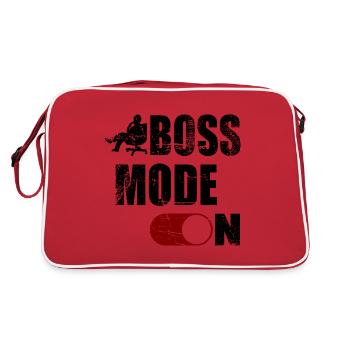 BOSS MODE ON - Retro Tasche - Rot/Weiß - Hinten