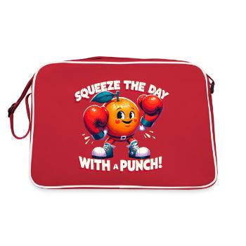 Funny Orange Boxer: Day-Squeezing Punch - Retro Bag - red/white - Back