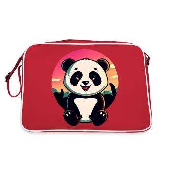 Cute Panda Sunset Design - Retro Bag - red/white - Back