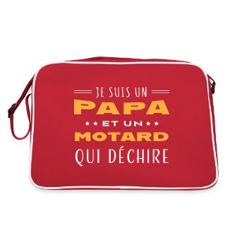 Papa et motard qui déchire humour moto homme - Sac Retro - rouge/blanc - Dos