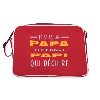 Papa et papi qui déchire homme humour grand-père - Sac Retro - rouge/blanc - Dos