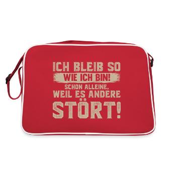 Ich bleib so wie ich bin - für Selbstbewusste - Retro Tasche - Rot/Weiß - Hinten