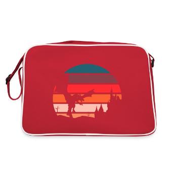 Retro Drache - Fantasy 80er 90er Vintage Design - Retro Tasche - Rot/Weiß - Hinten