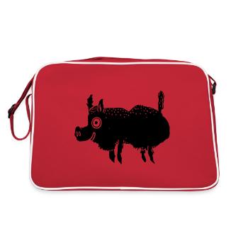 Wildschwein - Retro Tasche - Rot/Weiß - Hinten