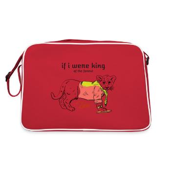 I Like Lions Art Work Design - Retro Tasche - Rot/Weiß - Hinten