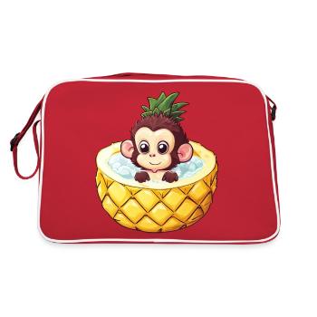 monkey bathes in pineapple - Funny summer design - Retro Bag - red/white - Back